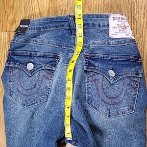 NEW TRUE RELIGION BILLIE MID RISE STRAIGHT 30x32 STRECH GIRLS WOMENS BLUE JEANS
